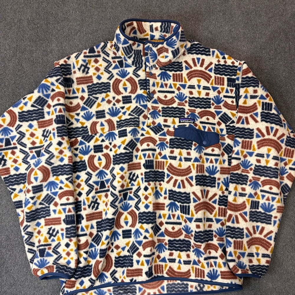 Patagonia Synchilla Protected Peaks Snap-T Pullover Multi Colored Men’s L Aztec